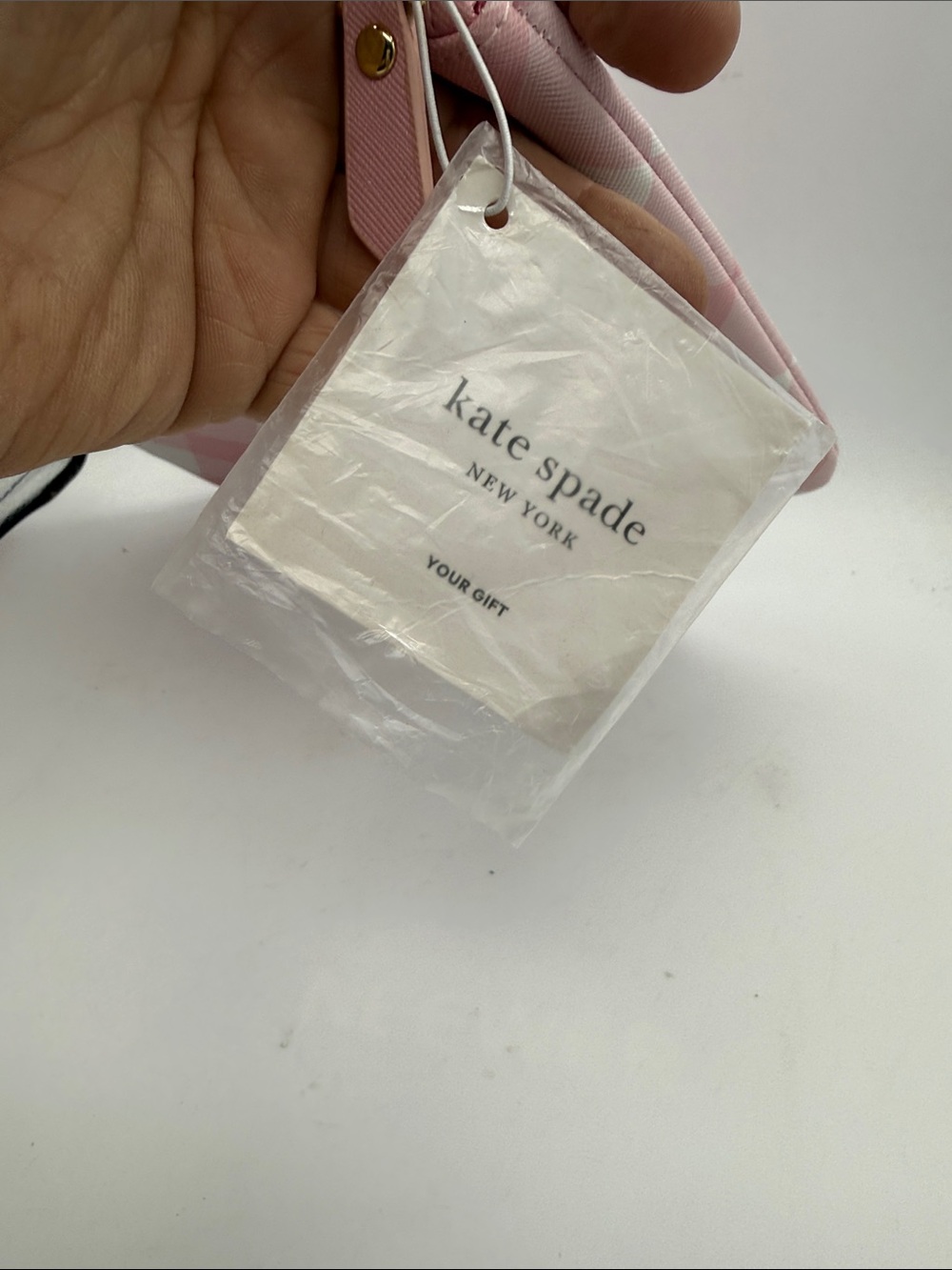 Kate Spade Pink and White Gingham Cosmetic Pouch S14 - Picture 4 of 4